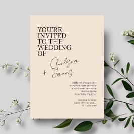 Blush Peach | Chic Script Minimalistisch Wedding Einladung