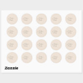 Blush Peach | Chic Script Minimalistisch Wedding Runder Aufkleber (Blatt)