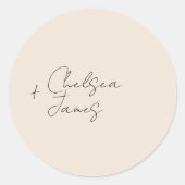 Blush Peach | Chic Script Minimalistisch Wedding Runder Aufkleber (Vorderseite)
