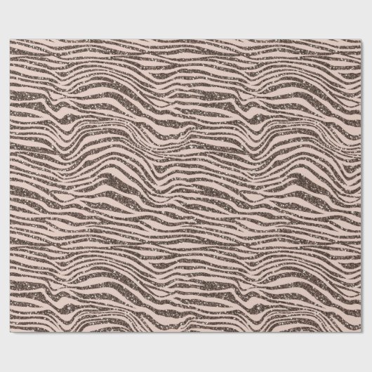 Blush Peach Chocolate Braun Zebra Glitzer Geschenkpapier (Flach)
