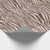 Blush Peach Chocolate Braun Zebra Glitzer Geschenkpapier (Ecke)
