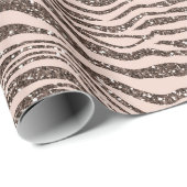 Blush Peach Chocolate Braun Zebra Glitzer Geschenkpapier (Rolleneckpunkt)