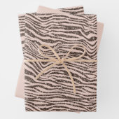 Blush Peach Chocolate Braun Zebra Glitzer Geschenkpapier Set (Beispiel)