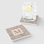 Blush Peach Chocolate Braun Zebra Glitzer Steinuntersetzer (Seitenansicht)