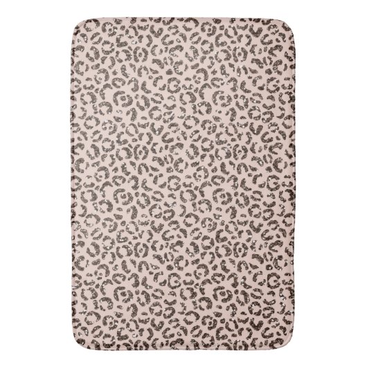 Blush Peach Chocolate Brawn Leopard Glitzer Badematte (Vorderseite Vertikal)