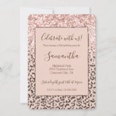 Blush Peach Chocolate Brawn Leopard Glitzer Einladung (Vorderseite)