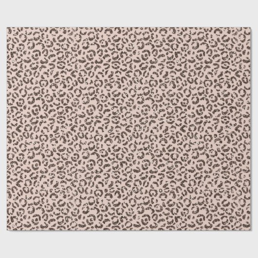 Blush Peach Chocolate Brawn Leopard Glitzer Geschenkpapier (Flach)