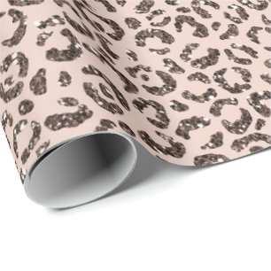 Blush Peach Chocolate Brawn Leopard Glitzer Geschenkpapier