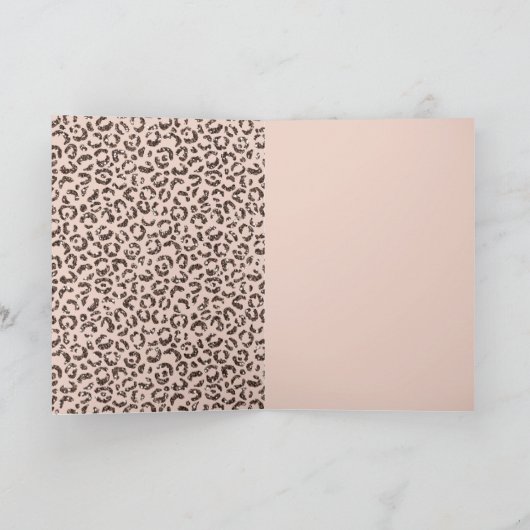 Blush Peach Chocolate Brawn Leopard Glitzer Karte (Innenseite)