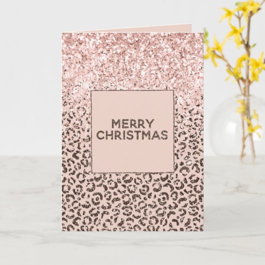 Blush Peach Chocolate Brawn Leopard Glitzer Karte (Gelbe Blume)