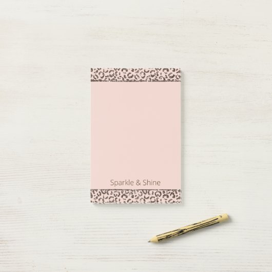 Blush Peach Chocolate Brawn Leopard Glitzer    Post-it Klebezettel (Auf Schreibtisch)