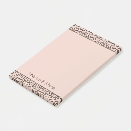 Blush Peach Chocolate Brawn Leopard Glitzer Post-it Klebezettel (angewinkelt)