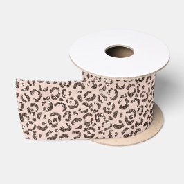 Blush Peach Chocolate Brawn Leopard Glitzer        Satinband
