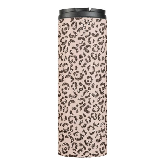 Blush Peach Chocolate Brawn Leopard Glitzer        Thermosbecher (Rückseite)
