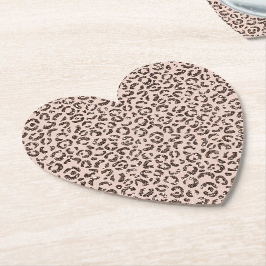 Blush Peach Chocolate Brawn Leopard Glitzer Untersetzer (angewinkelt)
