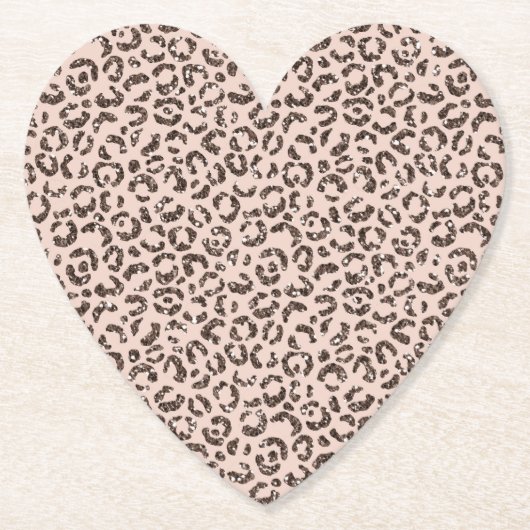 Blush Peach Chocolate Brawn Leopard Glitzer Untersetzer (Vorderseite)