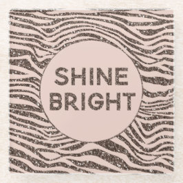 Blush Peach Chocolate Brown Zebra Glitzer Shine Glasuntersetzer