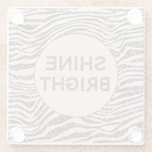 Blush Peach Chocolate Brown Zebra Glitzer Shine Glasuntersetzer (Rückseite)