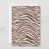 Blush Peach Chocolate Brown Zebra Glitzy Glitzer Einladung (Rückseite)