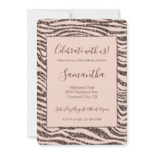 Blush Peach Chocolate Brown Zebra Print Glitzer