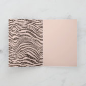 Blush Peach Chocolate Brown Zebra Print Glitzer Karte (Innenseite)