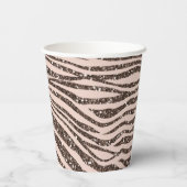 Blush Peach Chocolate Brown Zebra Print Glitzer Pappbecher (Rückseite)