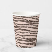 Blush Peach Chocolate Brown Zebra Print Glitzer Pappbecher (Rechts)