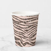 Blush Peach Chocolate Brown Zebra Print Glitzer Pappbecher (Vorderseite)