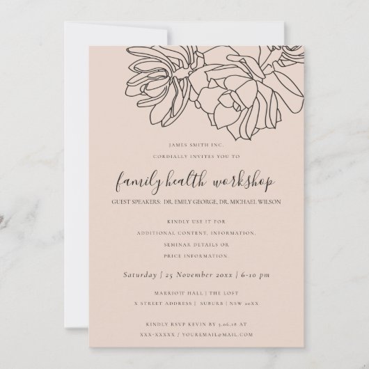 BLUSH PEACH DESERT CACTI ERFOLGREICHE WORKSHOP-VER EINLADUNG (Vorderseite)