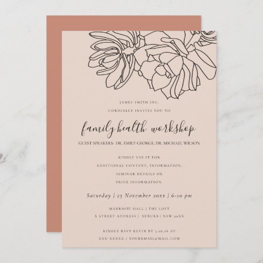 BLUSH PEACH DESERT CACTI ERFOLGREICHE WORKSHOP-VER EINLADUNG (Vorne/Hinten)