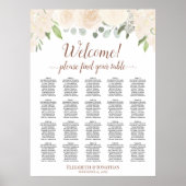 Blush Peach floral 20 Table Wedding Seating Chart Poster (Vorne)