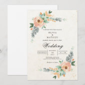 Blush Peach Floral Arch Wedding Einladung (Vorne/Hinten)