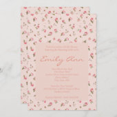 Blush & Peach Floral Bridal Dusche Einladung (Vorne/Hinten)