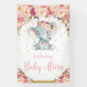 Blush Peach Floral Elephant Baby Dusche Willkommen Banner (Vertikal)
