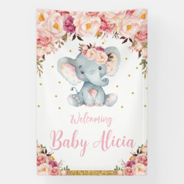 Blush Peach Floral Elephant Baby Dusche Willkommen Banner