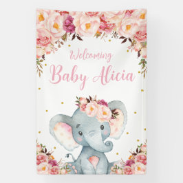 Blush Peach Floral Elephant Babydusche Hintergrund Banner
