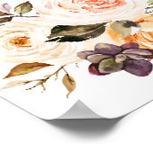 Blush & Peach Floral Gästebuch Zeichenposter (Ecke)