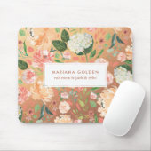 Blush Peach Floral Gold Persönliche Goldene Farbe Mousepad (Mit Mouse)
