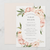 Blush Peach Floral Kapsel Brautparty laden Dankeskarte (Vorne/Hinten)