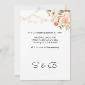 Blush & Peach Floral & Lights Ändern des Datums Einladung (Rückseite)