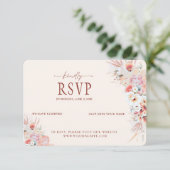 Blush Peach Floral QR Code UAWG Wedding RSVP Karte (Stehend Vorderseite)