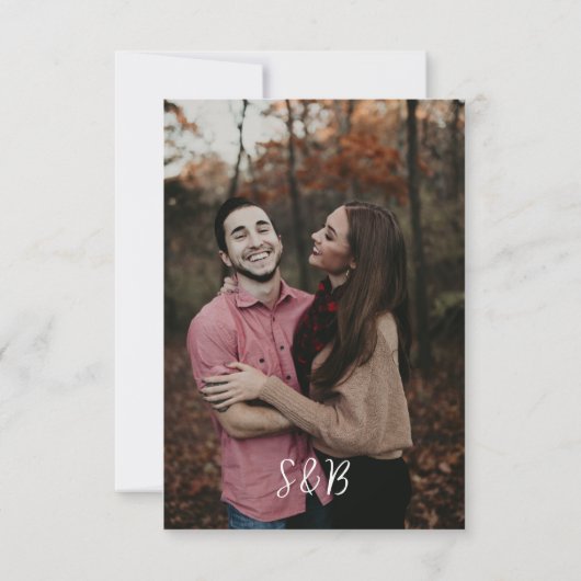 Blush & Peach Floral Rustic & Vertikales Foto Save The Date (Rückseite)