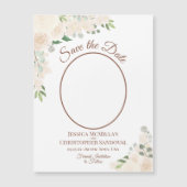 Blush Peach Floral Save the Date Oval Foto Magnet (Vorderseite)