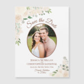 Blush Peach Floral Save the Date Oval Foto Magnet (Vorderseite)