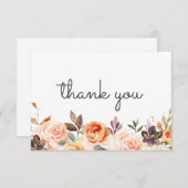 Blush & Peach Floral w/Text Dankeskarte (Vorne/Hinten)
