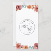 Blush Peach floral Wedding Save the Date Lesezeich (Rückseite)
