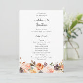 Blush & Peach Floral Wedding Zeremonie Programm (Stehend Vorderseite)