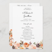 Blush & Peach Floral Wedding Zeremonie Programm (Vorne/Hinten)