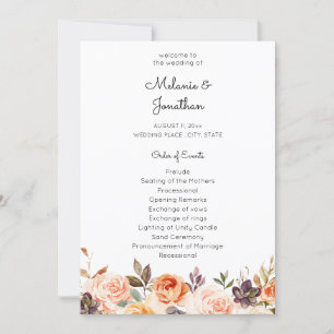 Blush & Peach Floral Wedding Zeremonie Programm