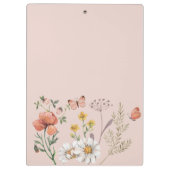 Blush Peach Floral Wildblume Klemmbrett (Rückseite)